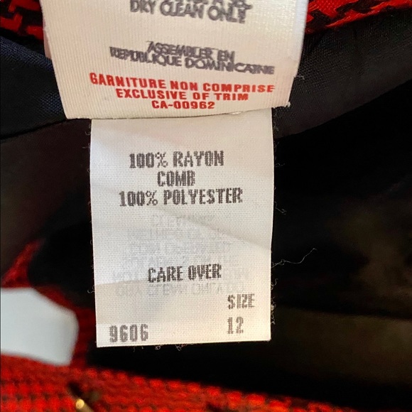 Vintage red houndstooth blazer, boyfriend blazer, plaid blazer - Picture 7 of 7